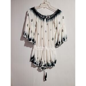 Poupette St Barth Tie Dye Boho Bell Sleeve Romper Womens Size 2 Flowy Beach